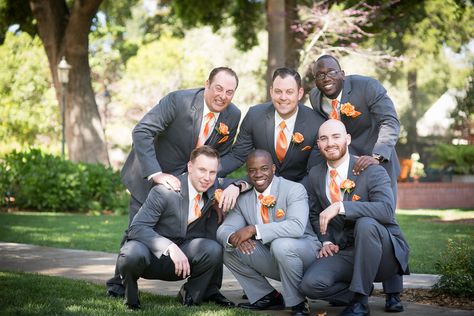 Grey And Orange Wedding, Orange Grey Wedding, Grey Wedding Colors, Purple And Orange Wedding, Vintage Fall Wedding, Color Scheme Wedding, Orange Wedding Ideas, Fall Country Wedding, School Function