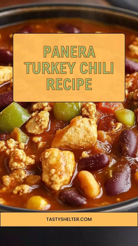 Panera Turkey Chili Recipe – Tasty Shelter Panera Turkey Chili Recipe, Panera Turkey Chili, 16 Bean Soup, Pasta Fagioli Recipe, Turkey Chili Recipe, Chili Recipe Turkey, Pasta Fagioli, Savory Herb, Small Pasta