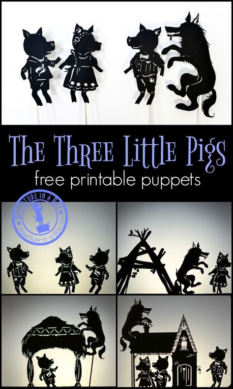 The Three Little Pigs: free printable shadow puppets. Print, cut and stage a shadow puppet show with your kids! Kids Gratitude Journal, Gratitude Journal For Kids, Famous Fairies, The Three Little Pigs, Shadow Theatre, Puppets For Kids, Puppets Diy, Journal For Kids, Traditional Tales