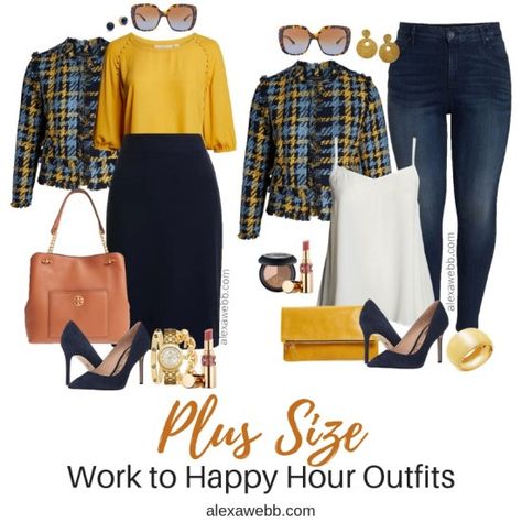 Work Happy Hour Outfit Summer, Work Happy Hour Outfit, Happy Hour Outfit Summer, Happy Hour Outfits, Modest Plus Size Fashion, Tweed Jacket Outfit, Short Plus Size Fashion, Plus Size Outfit Ideas, Happy Hour Outfit