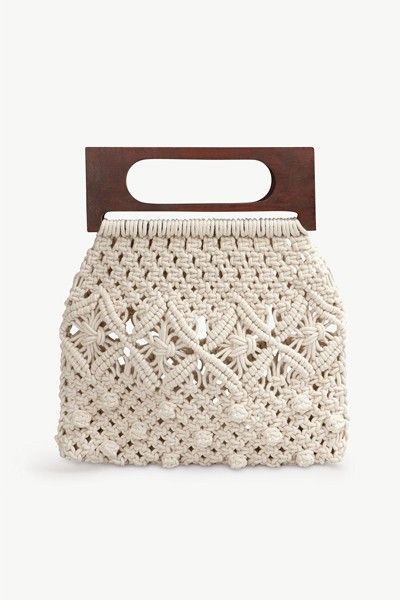 Natural Handbags, Wooden Handle Bag, Macrame Purse, Crochet Handbag, Macrame Bag, Macrame Ideas, Macrame Knots, Macrame Design, Macrame Patterns