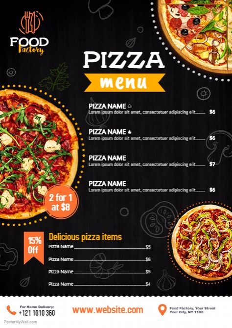 Aam360 | PosterMyWall Pizza Menu Design, Menu Maker, Menu Pizza, Pizza Logo, Menu Flyer, Easter Menu, Pizza Menu, Flyer Free, Menu Design Template