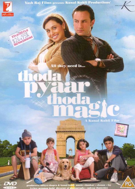 Thoda Pyaar Thoda Magic Hindi Movie Film, Hindi Bollywood Movies, Best Bollywood Movies, Yash Raj Films, Rani Mukerji, Film Dvd, Bollywood Posters, Saif Ali Khan, Kid Movies