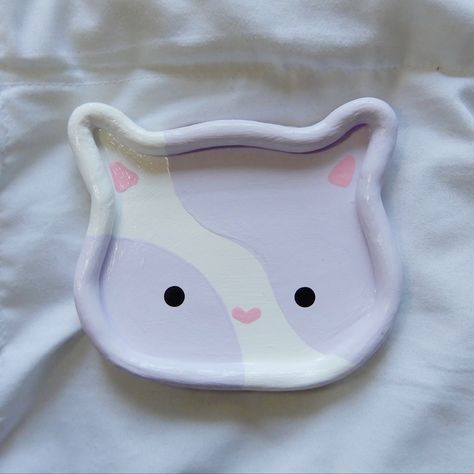 Cat Clay Tray, Play Doo, Painting Jewelry, Clay Dish, Clay Cat, Diy Pottery Painting, Diy Bowl, Sculpture Art Clay, Clay Diy Projects