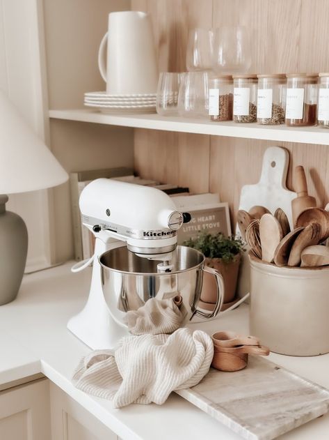 KitchenAid favorites at Walmart Kitchen Decor With Kitchenaid Mixer, White Kitchenaid Mixer On Counter, Kitchenaid Aesthetic, Table Lamp In Kitchen, Shiitake Paint Color, Black Kitchen Aid Mixer With White Bowl, Transitional Kitchen Table, Marble Kitchen Sink, White Kitchenaid Mixer