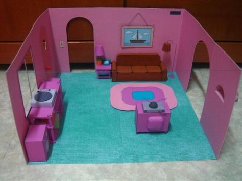 The Simpson's living room. Marvelous Mauther showed this awhile back. Unfortunately it's not available as a download, but if you're reasonably resourceful you could probably approximate it easily enough. Simpsons Living Room, Simpsons House, 3d Paper Projects, Diy 3d, House Diy, Doll Play, 3d Paper, Paper Models, Paper Projects