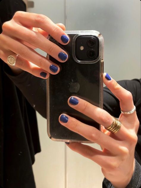 Real Short Nail Designs, Extra Short Natural Nails, Gel Neutral Nail Colors, Pale Hands Nail Color, Nail Color February, Short Navy Nails, Scandi Nails, Short Gel Mani, Short Autumn Nails 2023