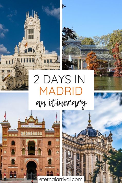 The perfect 2 days in Madrid itinerary. Tips for where to visit in Madrid to maximize a quick Madrid city break or Madrid weekend trip, plus recommendations for best Instagram spots in Madrid, food to eat in Madrid, and beyond. 2 Days In Madrid Spain, Weekend In Madrid, Madrid 2 Days, Madrid Instagram Spots, Places To Visit In Madrid, Travelling Spain, Madrid Itinerary, Madrid Food, Madrid Spain Travel