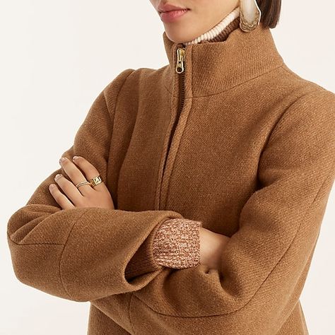 J.Crew: Lodge Coat In Italian Stadium-cloth Wool For Women Camel Color, Wool Coat, Fashion Inspiration, Camel, J Crew, Outfit Ideas, Men Sweater, Coats Jackets, Fashion Inspo