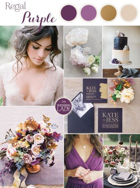 Regal Purple, Gold, and Champagne Wedding Palette | http://heyweddinglady.com/regal-purple-gold-champagne-wedding-palette/ Champagne Wedding Palette, Gold And Champagne Wedding, Wedding Colors Fall, Champagne Wedding Colors, Purple And Gold Wedding, Fall Purple, Purple Palette, Purple Wedding Theme, Wedding Colors Purple