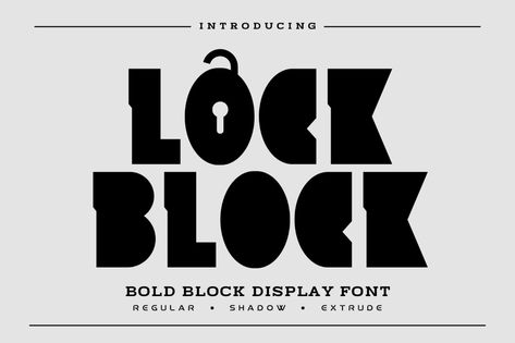 Lock Block – Block Display Font, Sans-Serif ft. block & magazines - Envato Bold Illustration, Typewriter Art, Trending Fonts, Geometric Stencil, Latest Fonts, Block Fonts, 1001 Fonts, Futuristic Fonts, Block Font