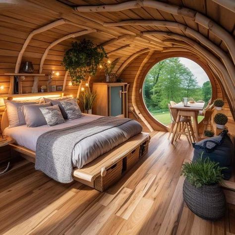 Looking to start some woodworking projects? Check out these 10 easy and creative woodworking projects for beginners. From simple shelves to decorative signs, this list has something for everyone interested in woodworking projects. Get inspired and start creating today! Pod Bedroom, Tolkien Aesthetic, Casa Do Hobbit, Root Cellars, Quonset Hut Homes, Pod House, Creative Woodworking, Earthship Home, Bloxburg Room