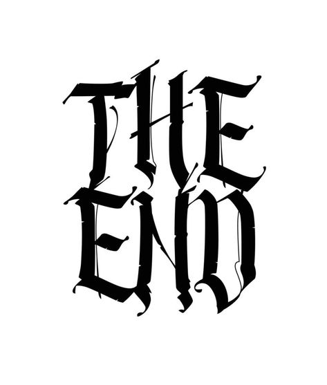 The inscription End in the Gothic style. Vector. Motivational inscription tattoo. Final or end of anything. Medieval style. Screensaver, logo at the end of the film. Inscription Tattoo, Film Logo, Medieval Style, The Gothic, Medieval Fashion, Gothic Style, Screen Savers, Simple Tattoos, Gothic Fashion