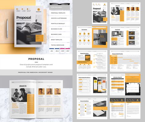 Clean Business Project Proposal Template Business Offer Design, Website Proposal Template, Rfp Design, Business Proposal Design, Design Proposal Template, Business Portfolio Template, Website Proposal, Free Business Proposal Template, Web Design Proposal