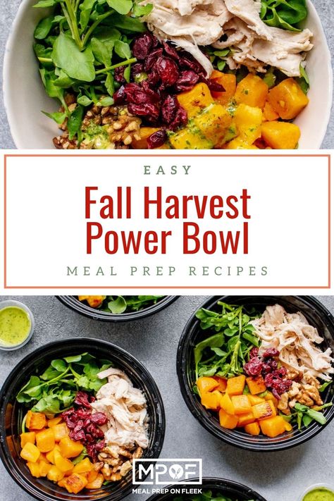 Fall Harvest Power Salad - Meal Prep on Fleek™ Herb Dressing Recipe, Gluten Free Meal Prep, Meal Prep On Fleek, Power Salad, Chicken And Butternut Squash, Power Bowl, Salad Meal Prep, Dinner Meal Prep, Easy Eat