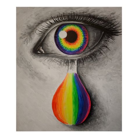 Rainbow Tears, Rainbow Eyes, Crazy Eyes, White Drawing, Black And White Drawing, Eye Art, Colored Pencil, Art Sketchbook, Sign Poster