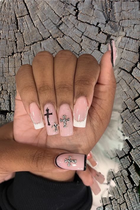 Channeling some divine energy with this stunning cross-design on my nails! 💅🙏 Feeling blessed and ready to conquer the day with a touch of faith and style. ✨ Cute Christian Nail Designs, Feeling Blessed, Catholic Cross, Divine Energy, Cross Design, My Nails, Cross Designs, Nail Design, Acrylic Nails