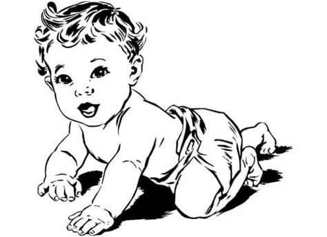 Baby Sketch, Baby Crawling, Crawling Baby, Clipart Black And White, Art Drawings Simple, Figure Drawing, Line Drawing, Adobe Stock, Anime Drawings