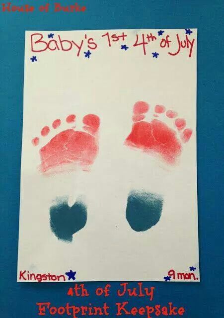 Footprint Keepsake, Infant Room, 4th Of July Birthday, Footprint Crafts, 4th Of July Crafts, Footprint Art, Patriotic Crafts, Handprint Crafts, Foot Print