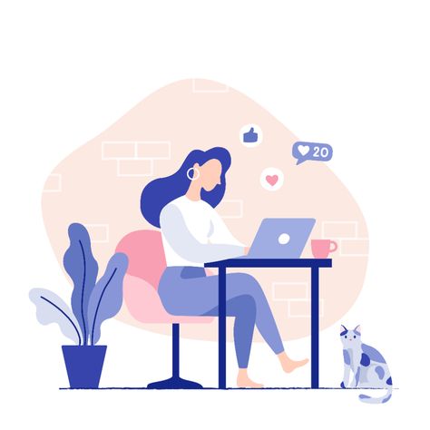 Computer Illustration, Home Workplace, Illustration Landscape, Graphisches Design, Flat Design Illustration, Woman Sitting, Posters Wall, The Chair, Business Illustration