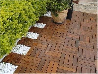 Wood Deck Tiles, Small Balcony Design, Garden Floor, Deck Tile, Patio Flooring, Small Balcony Decor, Outdoor Gardens Design, Backyard Garden Design, Balcony Design