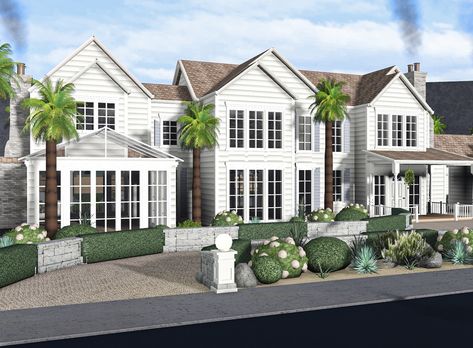 Beachy Bloxburg House Exterior, Coastal Bloxburg House Exterior, Coastal Bloxburg House, Bloxburg Coastal House, Family House Exterior, Bloxburg Family House, Simple House Exterior, Bloxburg Beach House, Beach House Room