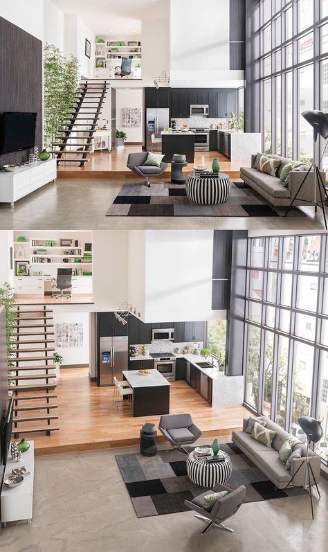 http://www.ampmglassllc.com/ Home Office With Built Ins, Små Rum Lidt Plads, Pelan Rumah, Glass Houses, Trendy Plants, Desain Furnitur Modern, Loft Interiors, Loft House, Loft Living