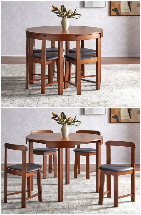 Twenty Dining Tables That Work Great in Small Spaces - Living in a shoebox 2 Person Dining Table Small Spaces, 4 Seater Dining Table For Small Space, Compact Dining Table Space Saving, Small Dining Room Tables, Small Space Dining Room Ideas, Small Living And Dining Room Ideas, Nesting Dining Table, Dining Set For Small Spaces, Small Apartment Table