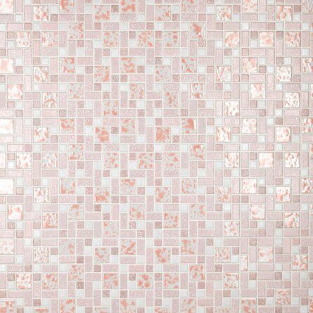 Pink And White Tile Floor, Pink Backsplash Bathroom, Pink Mosaic Tiles Bathroom, Pink Shower Tile, Vintage Pink Tile Bathroom, Bathrooms 2024, Blush Bathroom, Pink Tile, Muted Colour