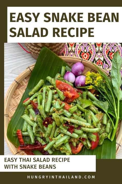 For a fresh twist on your meals, try the Thai snake bean salad recipe. It's a quick and healthy option that spices up any lunch or dinner, great with noodles and chicken wings. Thai Side Dishes, Noodles And Chicken, Som Tum, Thai Salad Recipes, Citrus Fish, Bean Salad Recipe, Thai Salad, Asian Recipe, Thai Salads