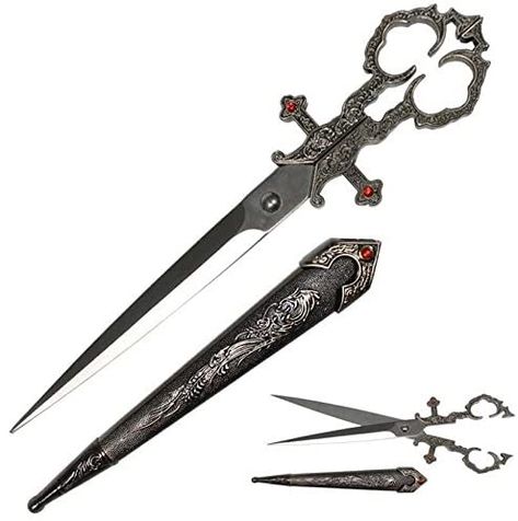 Fantasy Scissors, Ornate Knife, Fantasy Dagger, Medieval Gothic, Pretty Knives, Handmade Knives, Fantasy Aesthetic, Outfit Shoplook, Book Accessories