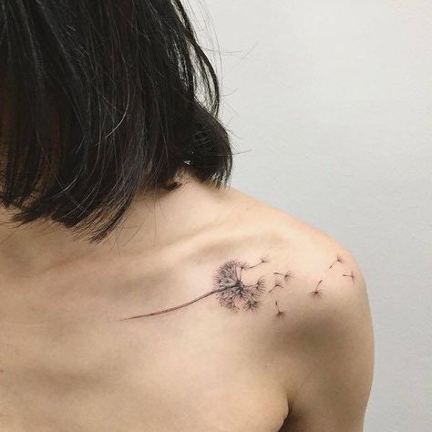 Bird Tattoo Collarbone, Dandelion Bird Tattoos, Bird And Flower Tattoo, Dandelion Tattoo Design, Tiny Wrist Tattoos, Lavender Tattoo, Dandelion Tattoo, Incredible Tattoos, B Tattoo