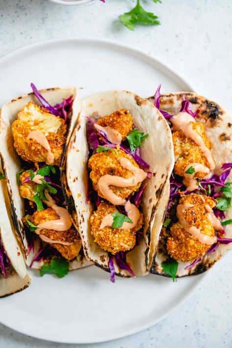 Tacos Sauce, Breaded Cauliflower, Recipes Cauliflower, Cauliflower Bread, Yum Sauce, Best Healthy Dinner Recipes, Cauliflower Tacos, Yum Yum Sauce, Vegetarian Tacos