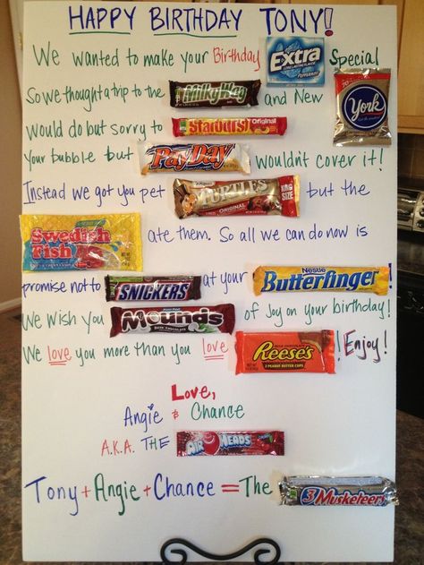 homemade birthday cards with candy | My Homemade Birthday Candy Poem/Card Candy Poster Board, Candy Bar Poems, Candy Bar Cards, Candy Poems, Candy Birthday Cards, Homemade Birthday Gifts, Candy Bar Posters, Candy Bar Birthday, Candy Signs