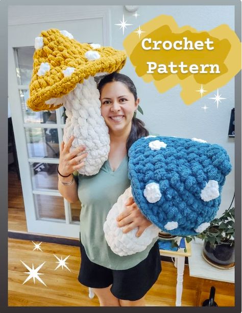 Giant Crochet Mushroom Pattern by TurtlesDreamCrochet - crochet envy Giant Crochet Mushroom, Crochet Mushroom Pattern, Giant Crochet, Magical Mushroom, Amigurumi For Beginners, Mushroom Garden, Mushroom Pattern, Crochet Mignon, Confection Au Crochet