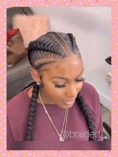 Two Goddess Braids Cornrows, Two Feed In Braids Cornrows, 2 Cornrows Braids For Black Women, 4 Cornrows Braids Black Women, Two Cornrows Braids For Black Women, Two Feed In Braids With Weave, 2 Stitch Feed In Braids, 2 Feed In Braids Hairstyles, 4 Braids Cornrows