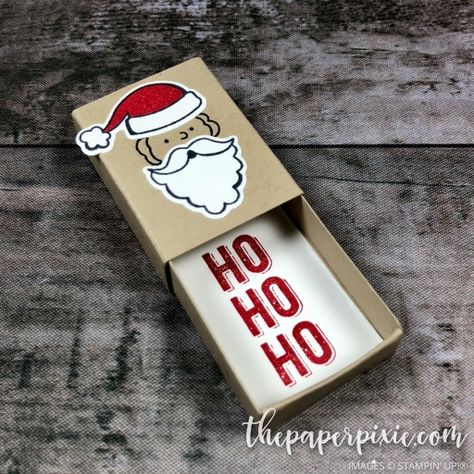 Santa's Suit Mini Matchbox Card - The Paper Pixie Immagini Grinch, Christmas Fayre Ideas, Homemade Gift Boxes, The Paper Pixie, Paper Pixie, Pop Up Christmas Cards, Matchbox Crafts, Christmas Mail, Matchbox Art