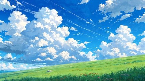 Anime Landscape Gif, Sky And Grass Background, Grass Png, Yt Ideas, Beautiful Nature Landscape, Majestic Art, Americana Tattoo, Nature Photography Landscape, Chibi Hair