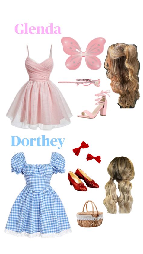 Glenda and dorthey Teacher Halloween Costumes Group, Dorothy Halloween Costume, Beetlejuice Halloween Costume, Masquerade Halloween Costumes, Halloween Costume Ideas Women, Women Halloween Costume Ideas, Duo Halloween Costume Ideas, Trio Costumes, Halloween Duos