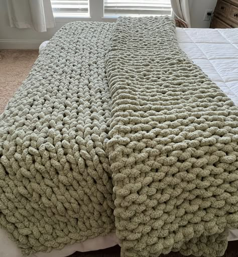 Sage Green Chunky Knit Blanket, Green Chunky Knit Blanket, Sage Green Blanket, Thick Knitted Blanket, Sage Color Palette, Knot Blanket, Holly Springs Nc, Bedroom Revamp, Green Couch