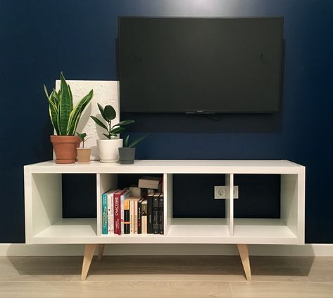 My cheap idea for a TV stand What Can I Use For A Tv Stand, Danish Pastel Tv Stand, Kids Tv Stand Ideas, Quirky Tv Stand, Small Tv Stand Ideas For Living Room, Cheap Tv Stand Ideas, Diy Tv Stand Easy Cheap, Simple Tv Stand Ideas, Living Room Wall Design Modern