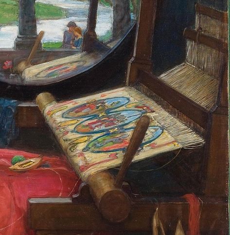 Detail from “I am half sick of shadows” said the Lady of Shalott, John William Waterhouse, 1915 Ghent Altarpiece, Flaming June, Lady Of Shalott, Pre Raphaelite Paintings, The Lady Of Shalott, Alfred Lord Tennyson, John William Waterhouse, Medieval World, Lily Evans