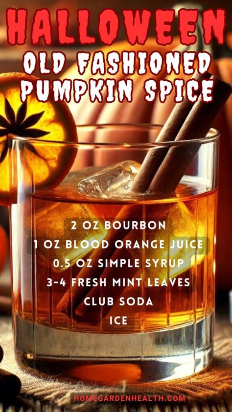 Old fashioned pumpkin spice recipe Ingredients Pumpkin Spice Cocktail, Spiced Cocktail, Fresh Peach Pie, Peach Pie Recipes, Pumpkin Spice Recipe, Blood Orange Juice, Thanksgiving Cocktails, Halloween Cocktails, Fall Spices