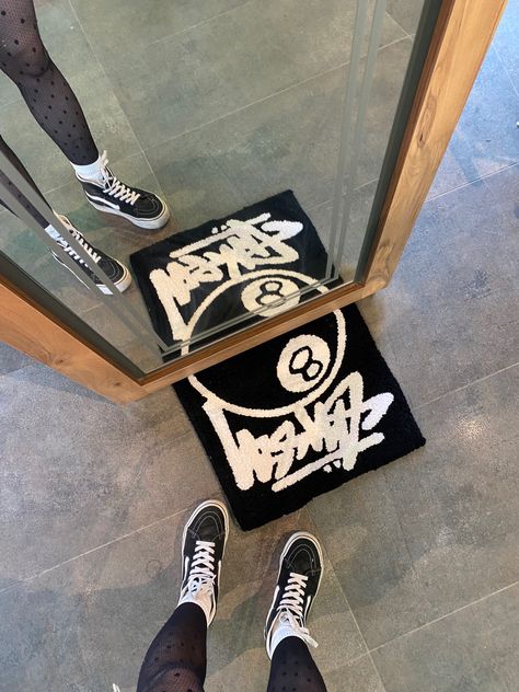 Stussy Room, Stussy Rug, 8 Ball Rug, Pool Room Ideas, Pool Aesthetic, Custom Fitted Hats, Hypebeast Room, Stussy Hoodie, Tufted Rugs