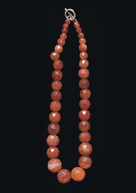 A WESTERN ASIATIC CARNELIAN BEAD NECKLACE | CIRCA 2ND CENTURY A.D. | Christie's Ancient Beads, Gold Sheets, Roman Jewelry, Gold Bead Necklace, Carnelian Beads, Ancient Jewelry, Gold Beads, Bead Necklace, Pearl Necklace