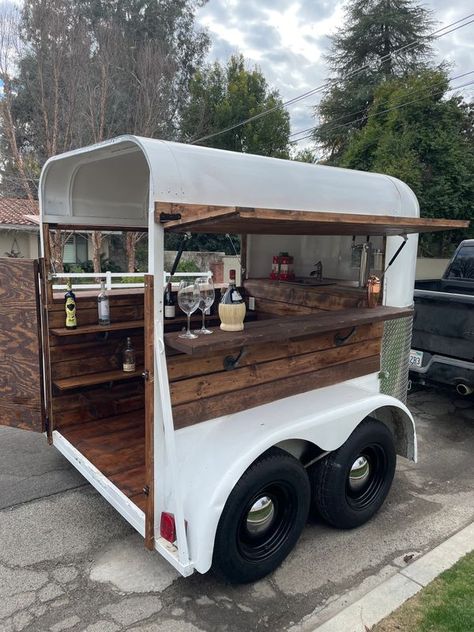 Mobile Cookie Truck, Mini Food Trailer, Mobile Beverage Cart, Diy Coffee Trailer, Inside Mobile Bar Trailer, Horse Trailer Food Truck, Horse Trailer Bar Conversion, Horse Trailer Coffee Shop, Mobile Bar Trailer Interior