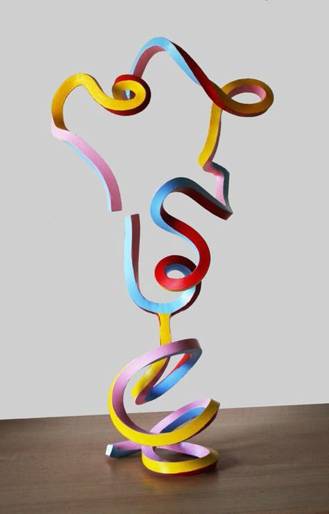 Metallic Sculpture, Sculpture Colorful, Colorful Sculpture, Color Sculpture, Line Sculpture, Sculptures For Sale, 3d Sculpture, 3d Abstract, Sculpture Metal