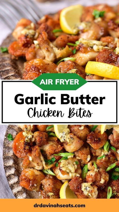 Make these Garlic Butter Chicken Bites in just 30 minutes for your family. This easy crispy Garlic Parmesan Air Fryer Chicken Bites recipe is the perfect appetizer or quick dinner your whole family will love. Enjoy these with my pressure cooker cabbage, air fryer green beans, or cauliflower pilaf for a budget-friendly complete meal. Discover more Air Fryer Recipes your family will love at https://drdavinahseats.com/. Parmesan Air Fryer Chicken, Pressure Cooker Cabbage, Air Fryer Chicken Bites, Chicken Bites Recipe, Garlic Butter Chicken Bites, Butter Chicken Bites, Make Garlic Butter, Chicken Bites Recipes, Air Fryer Garlic