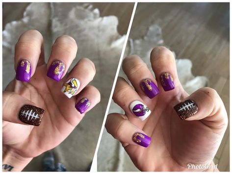 Minnesota Vikings Nails Vikings Football Nails, Mn Vikings Nails, Vikings Nail Designs, Minnesota Vikings Nails, Vikings Nails, Nails Football, Nail Designs Purple, Football Nails, Minnesota Vikings Football