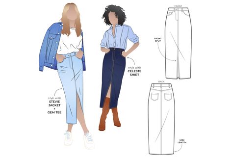 Sewing Tutorials – Style Arc Jean Skirt Fashion, Style Arc, Slim Fit Skirts, Types Of Jeans, Winter Capsule, Jeans Skirt, Paper Sewing Patterns, Denim Pencil Skirt, Skirt Patterns Sewing